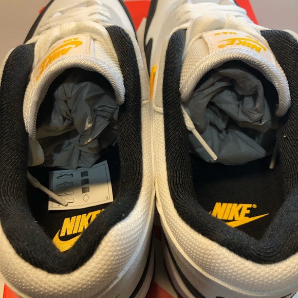 Nike Air Max 1 White University Gold Black size 10.5 Men's Women’s 12 “Batman” - Picture 8 of 15